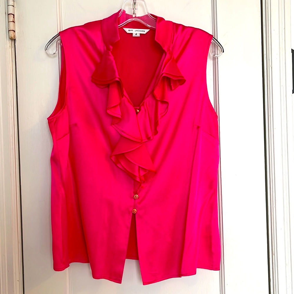 St. John barely worn pink silk blouse